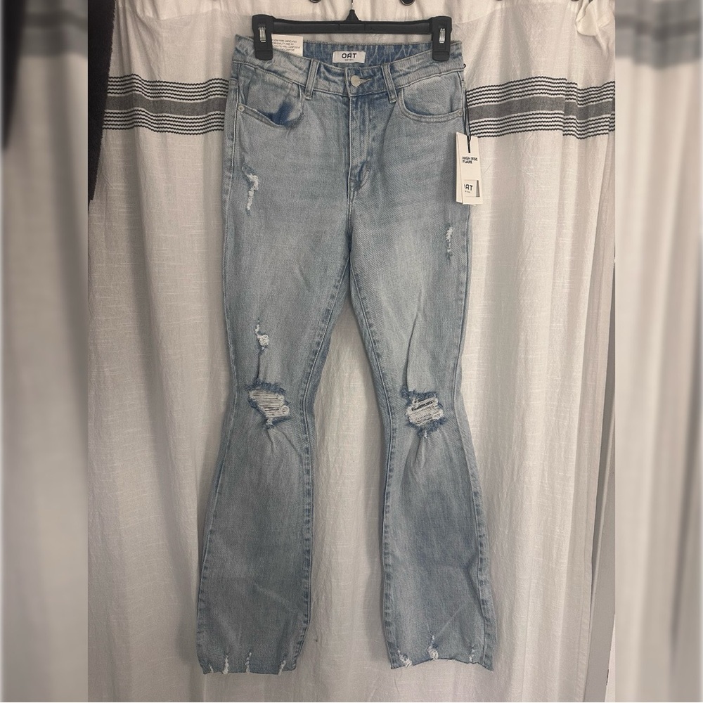 Oat New York Blue Flare Wide Leg Jeans
